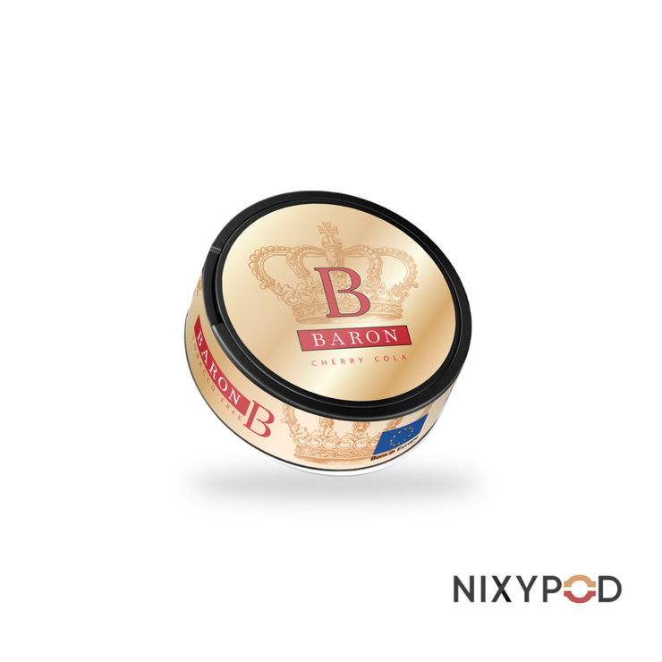 Baron & Cuba, Cherry Cola, Sacchetti di nicotina, Senza tabacco, nicotine pouches in italy, NIXYPOD, nicotine pouches, smettere di fumare. stop smoking, snus in italy.
